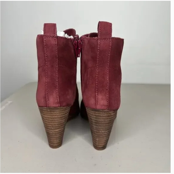 Diba Blake Suede Wedge Boots 8 Red NWOT Lace Up Combat Ankle Booties Burgundy - Picture 3 of 6